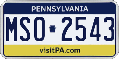 PA license plate MSO2543