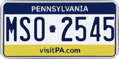 PA license plate MSO2545