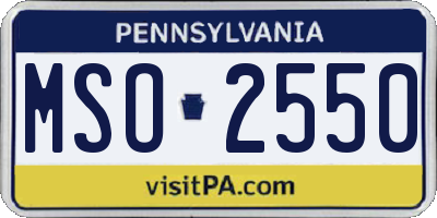PA license plate MSO2550