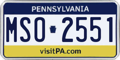 PA license plate MSO2551