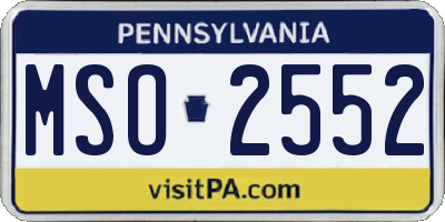 PA license plate MSO2552
