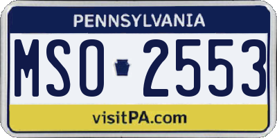 PA license plate MSO2553
