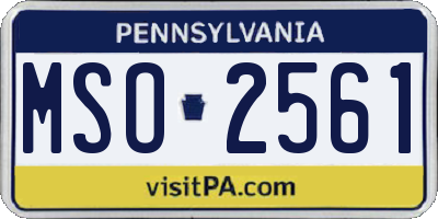 PA license plate MSO2561