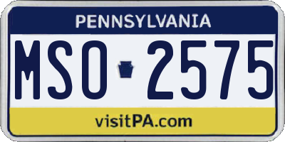 PA license plate MSO2575