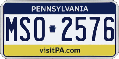 PA license plate MSO2576