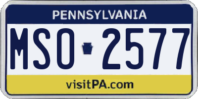 PA license plate MSO2577