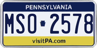 PA license plate MSO2578