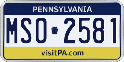 PA license plate MSO2581