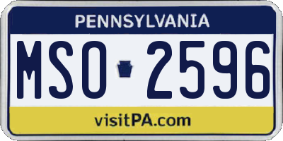 PA license plate MSO2596