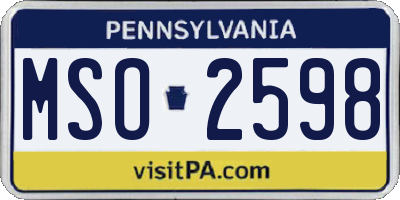 PA license plate MSO2598