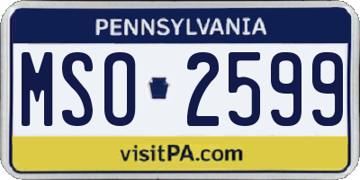 PA license plate MSO2599
