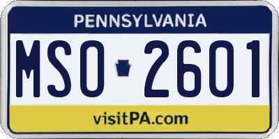 PA license plate MSO2601