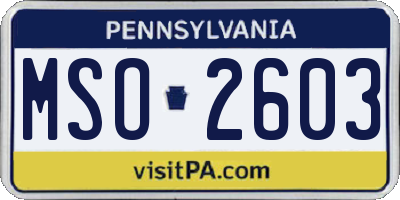 PA license plate MSO2603