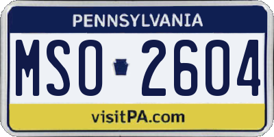 PA license plate MSO2604