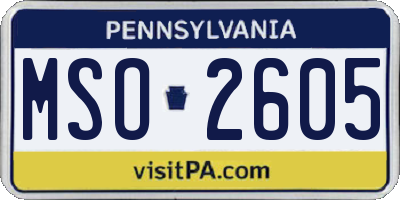 PA license plate MSO2605