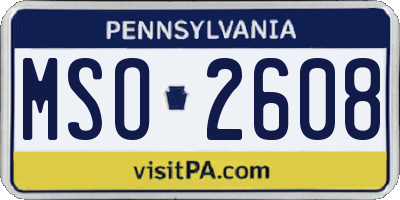 PA license plate MSO2608