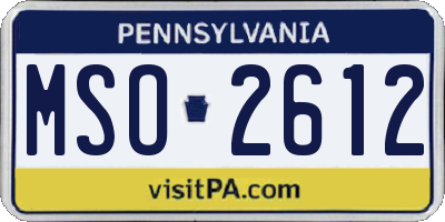 PA license plate MSO2612