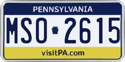 PA license plate MSO2615