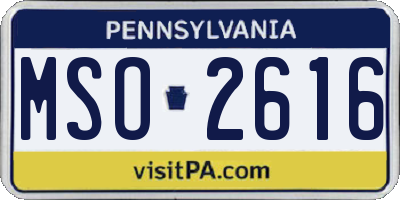 PA license plate MSO2616