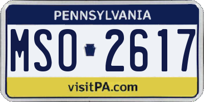 PA license plate MSO2617