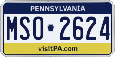 PA license plate MSO2624