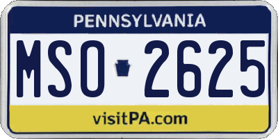 PA license plate MSO2625