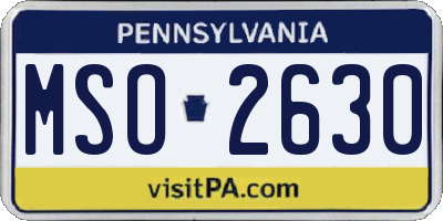 PA license plate MSO2630