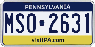 PA license plate MSO2631