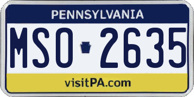 PA license plate MSO2635
