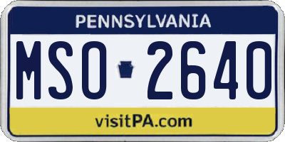 PA license plate MSO2640