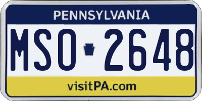 PA license plate MSO2648