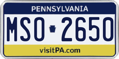 PA license plate MSO2650