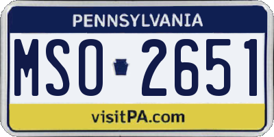 PA license plate MSO2651
