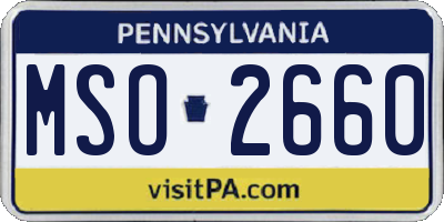 PA license plate MSO2660