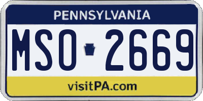 PA license plate MSO2669