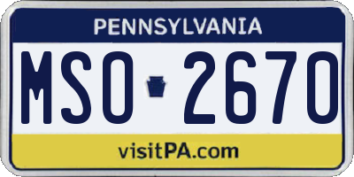 PA license plate MSO2670