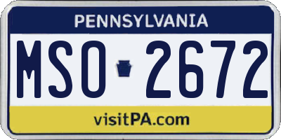 PA license plate MSO2672