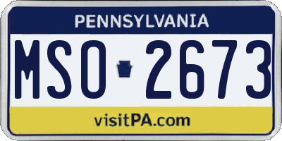 PA license plate MSO2673