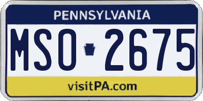 PA license plate MSO2675