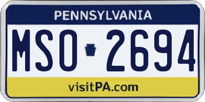 PA license plate MSO2694
