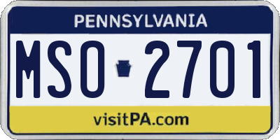 PA license plate MSO2701