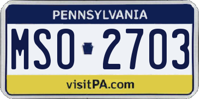PA license plate MSO2703