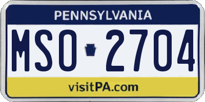 PA license plate MSO2704