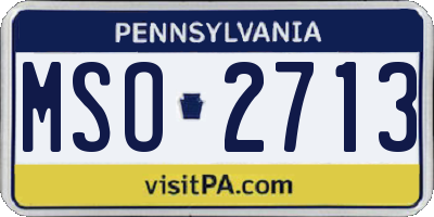 PA license plate MSO2713