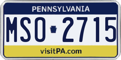 PA license plate MSO2715