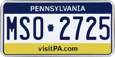 PA license plate MSO2725
