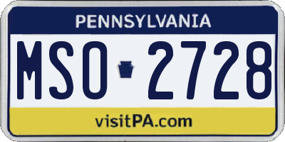 PA license plate MSO2728