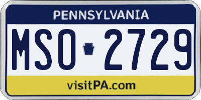 PA license plate MSO2729