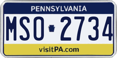 PA license plate MSO2734
