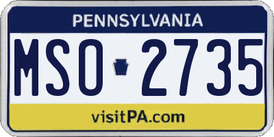 PA license plate MSO2735
